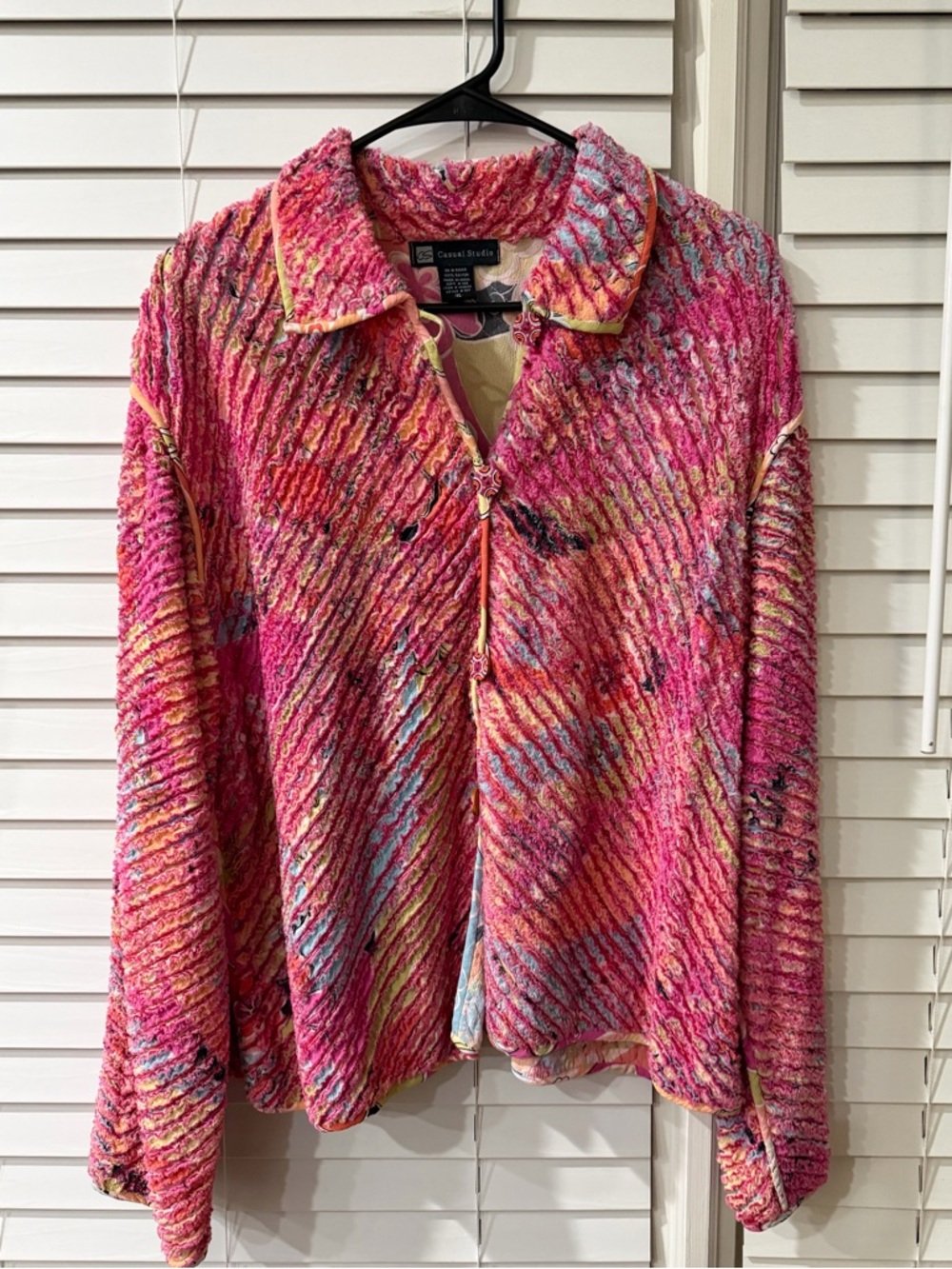 Casual Studio Pink Multi Textured Floral Button-Up Jacket! 🩷 Size XL
